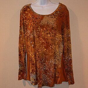 Logo By Lori Goldstein Amber Animal Print Scoop neck, Long sleeve top  Large